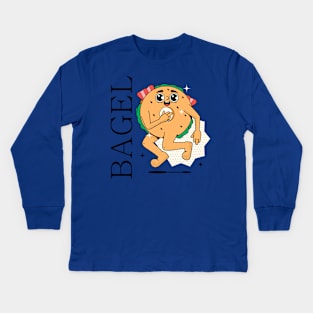 Hand Drawn Bagel Fun Kids Long Sleeve T-Shirt